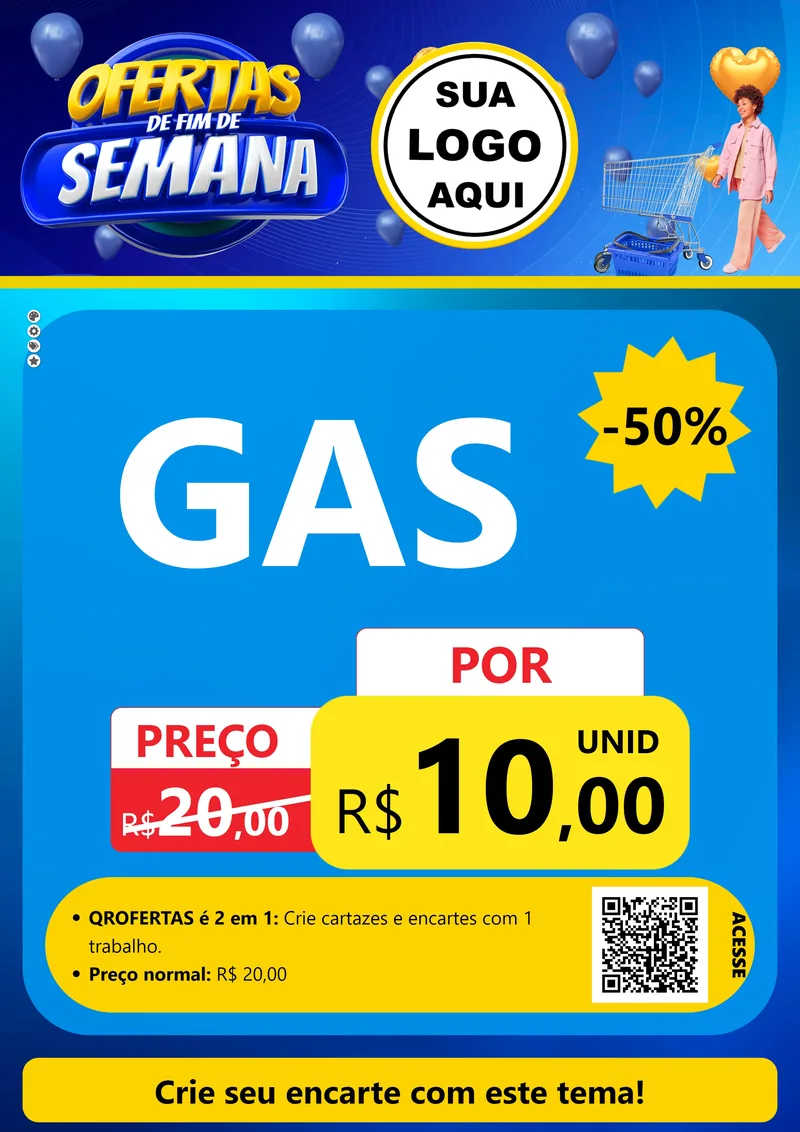 Modelo de Cartaz para Cartaz A4 Vertical com o tema Ofertas de Fim de Semana para Água e gás