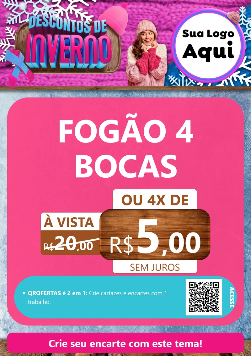 Modelo de Cartaz para Cartaz A4 Vertical com o tema Descontos de Inverno para Móveis e Eletro