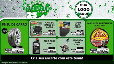 Modelo de TV para TV Horizontal com o tema Promoção de Aniversário - 25 Anos para Auto peças