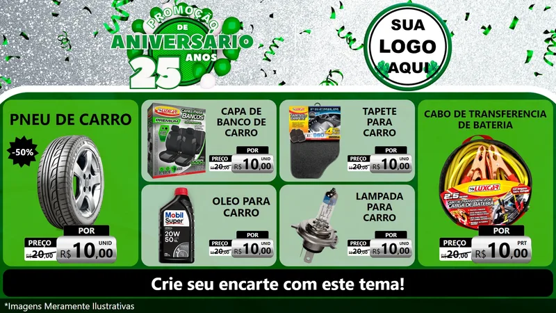 Modelo de TV para TV Horizontal com o tema Promoção de Aniversário - 25 Anos para Auto peças