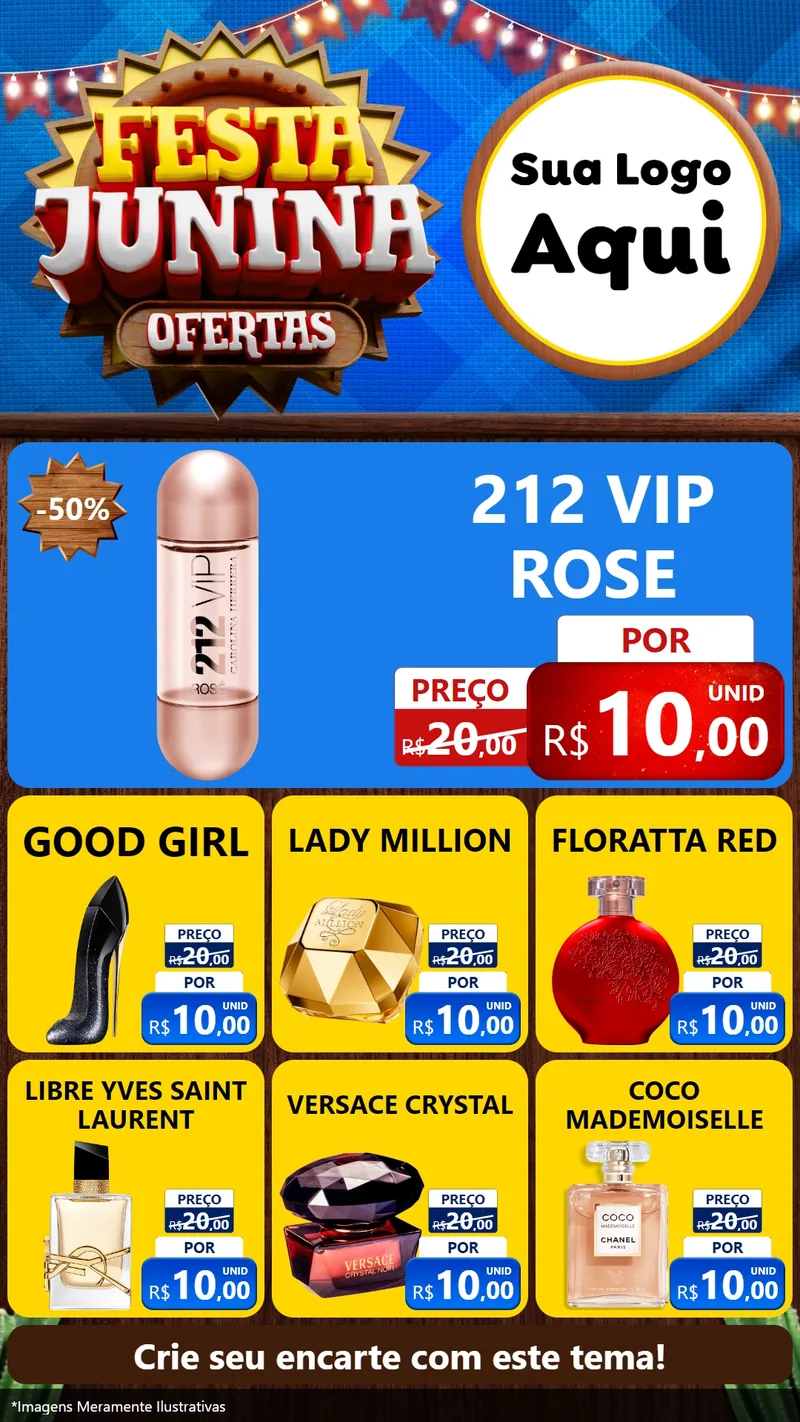 Modelo de Rede Social para Stories com o tema Festa Junina Ofertas para Perfumes