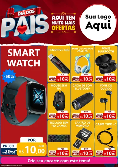 Modelo de Encarte para Encarte A4 Vertical com o tema Dia dos Pais para Informática