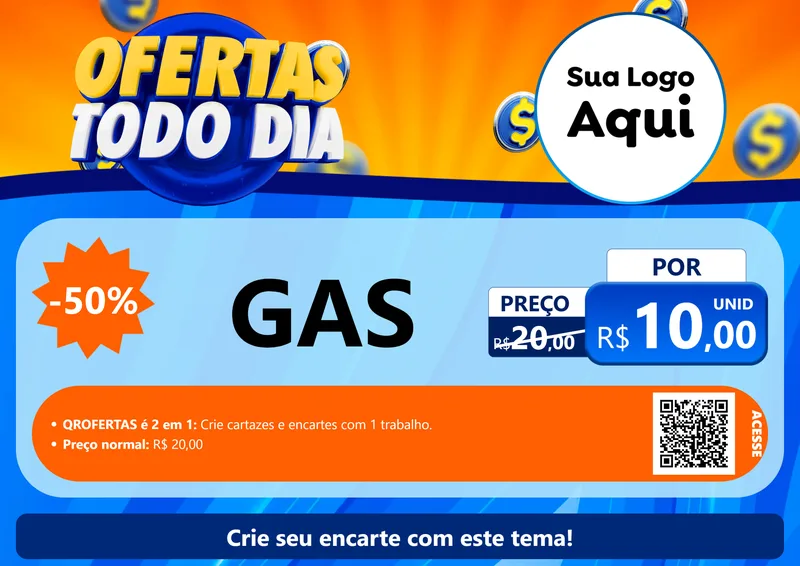 Modelo de Cartaz para Cartaz A4 Horizontal com o tema Ofertas Todo Dia para Água e gás