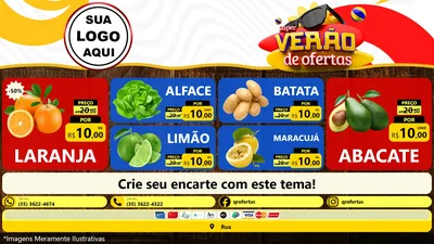 Modelo de TV para TV Horizontal com o tema Super Verão de Ofertas para Hortifrúti