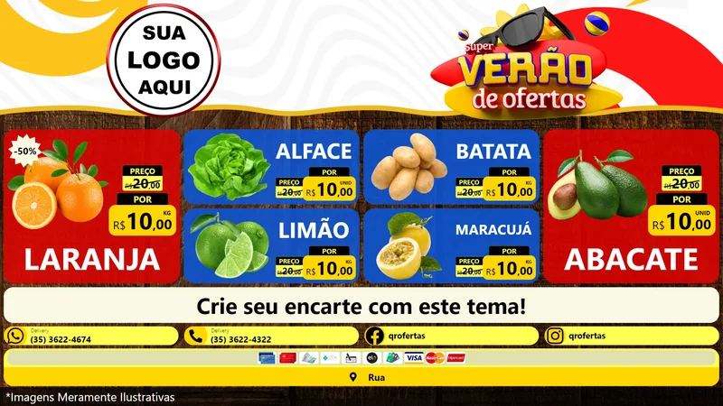 Modelo de TV para TV Horizontal com o tema Super Verão de Ofertas para Hortifrúti