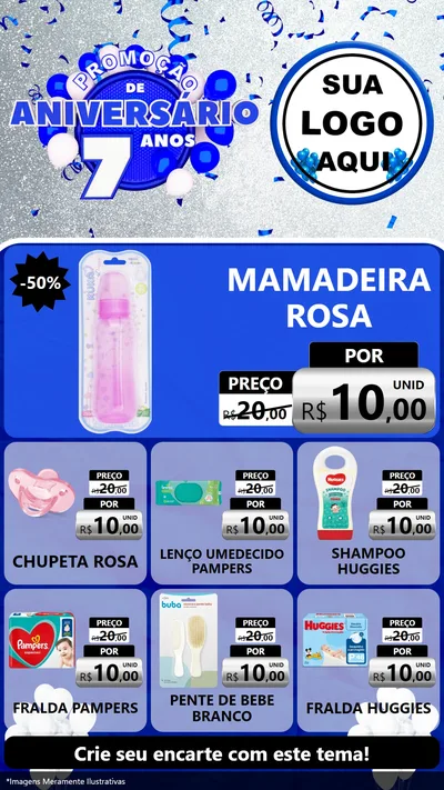 Modelo de Rede Social para Stories com o tema Promoção de Aniversário - 7 Anos para Bebês