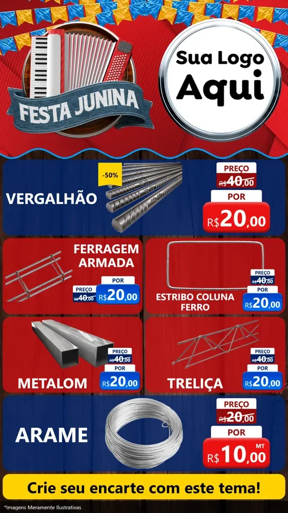 Modelo de TV para TV Vertical com o tema Festa Junina para Ferragens