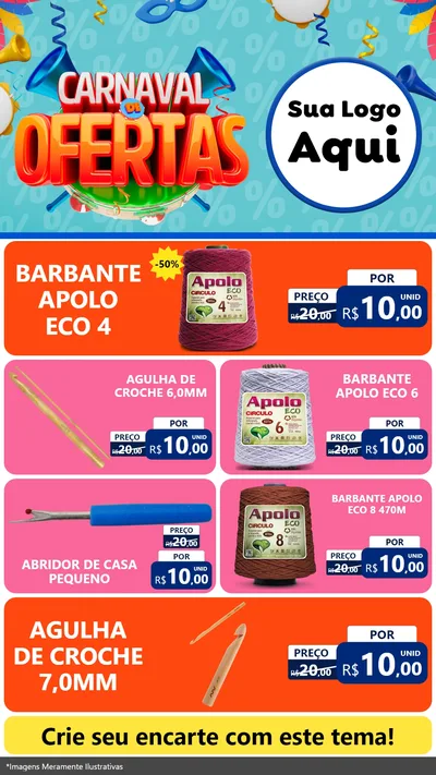 Modelo de TV para TV Vertical com o tema Carnaval de Ofertas para Armarinho e Aviamentos