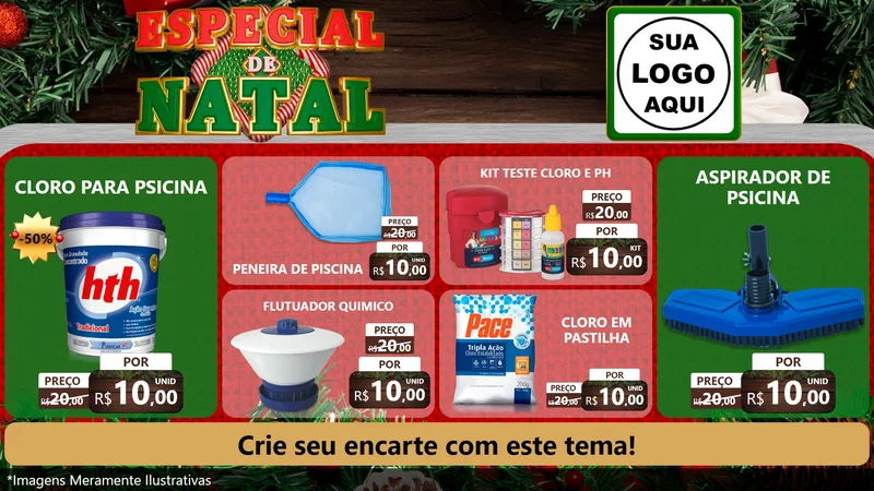 Modelo de TV para TV Horizontal com o tema Especial de Natal para Produtos para Piscina