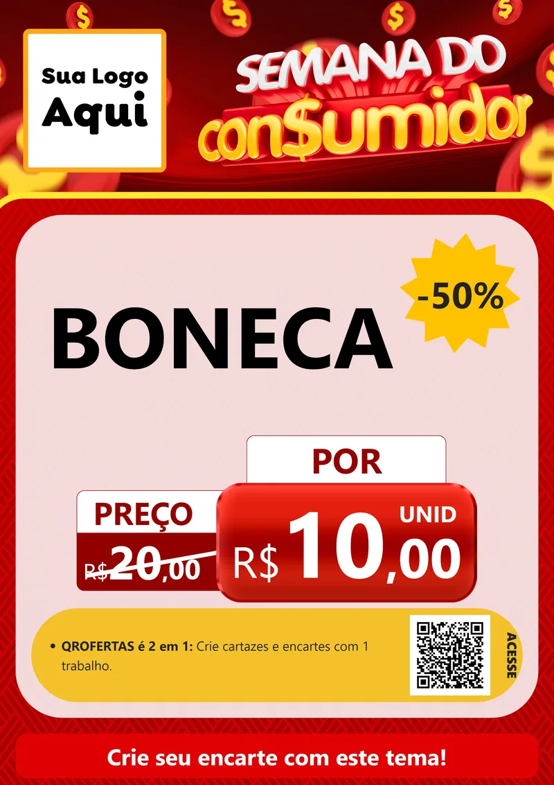Modelo de Cartaz para Cartaz A4 Vertical com o tema Semana do Consumidor para Brinquedos