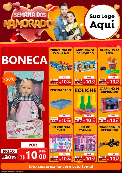 Modelo de Encarte para Encarte A4 Vertical com o tema Semana dos Namorados para Brinquedos