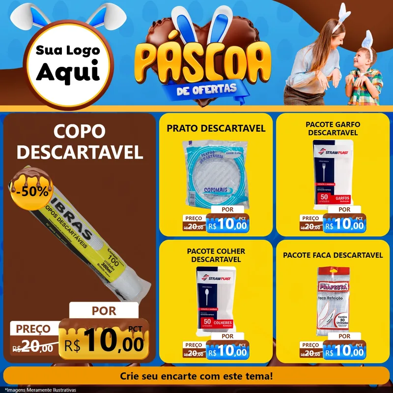 Modelo de Rede Social para Feed Facebook com o tema Páscoa de Ofertas para Embalagens
