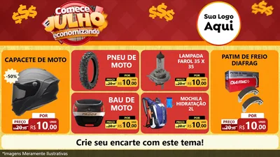 Modelo de TV para TV Horizontal com o tema Comece Julho Economizando para Moto peças