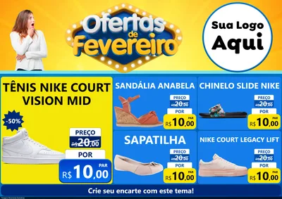 Modelo de Encarte para Encarte A4 Horizontal com o tema Ofertas de Fevereiro para Calçados