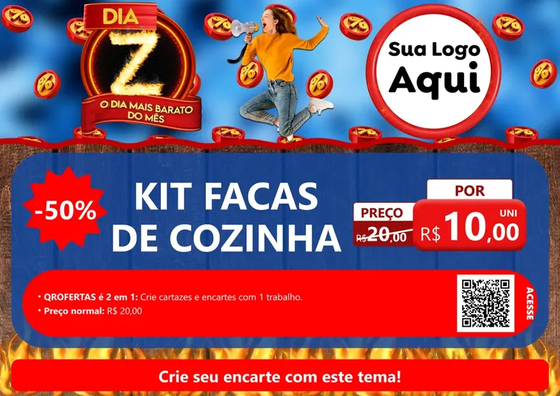 Modelo de Cartaz para Cartaz A4 Horizontal com o tema Dia Z - O Dia Mais Barato Do Mês para Utilidades Domésticas