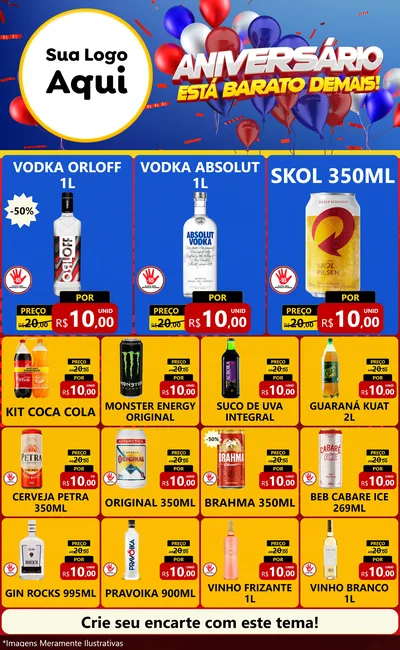 Modelo de Encarte para Encarte Grande com o tema Aniversário para Distribuidora de bebidas