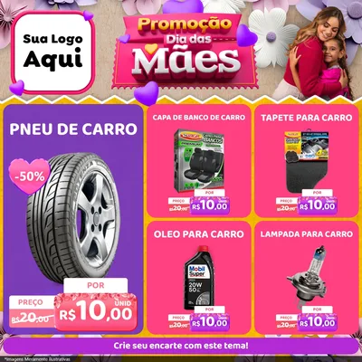 Modelo de Rede Social para Feed Facebook com o tema Promoção Dia das Mães para Auto peças