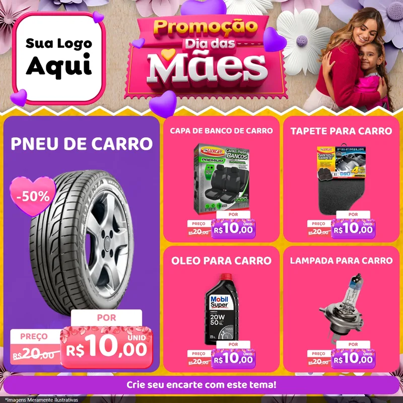 Modelo de Rede Social para Feed Facebook com o tema Promoção Dia das Mães para Auto peças