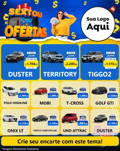 Modelo de Rede Social para Feed Instagram com o tema Sextou de Ofertas para Concessionaria de Carros