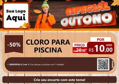 Modelo de Cartaz para Cartaz A4 Horizontal com o tema Especial Outono para Produtos para Piscina