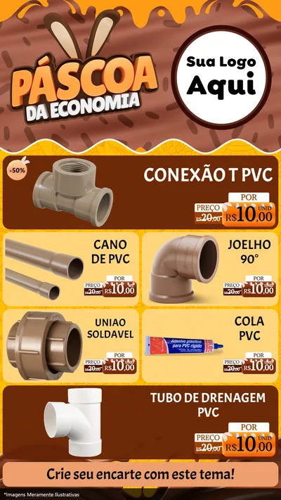 Modelo de TV para TV Vertical com o tema Páscoa da Economia para Tubos e conexões