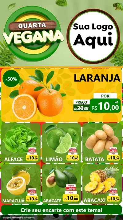 Modelo de Rede Social para Stories com o tema Quarta Vegana para Hortifrúti