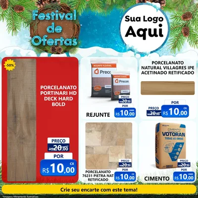 Modelo de Rede Social para Feed Facebook com o tema Festival de Ofertas - Inverno para Pisos e revestimentos