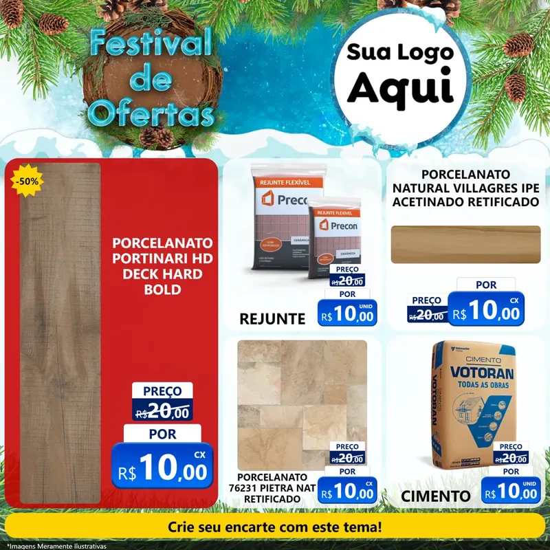 Modelo de Rede Social para Feed Facebook com o tema Festival de Ofertas - Inverno para Pisos e revestimentos