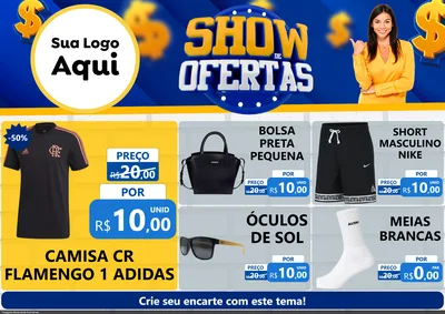 Modelo de Encarte para Encarte A4 Horizontal com o tema Show de Ofertas para Roupas e acessórios