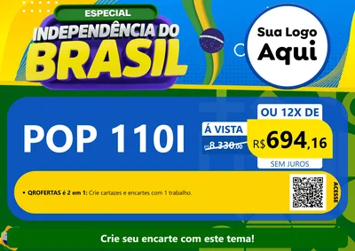 Modelo de Cartaz para Cartaz A4 Horizontal com o tema Especial Independência do Brasil para Concessionaria de Motos
