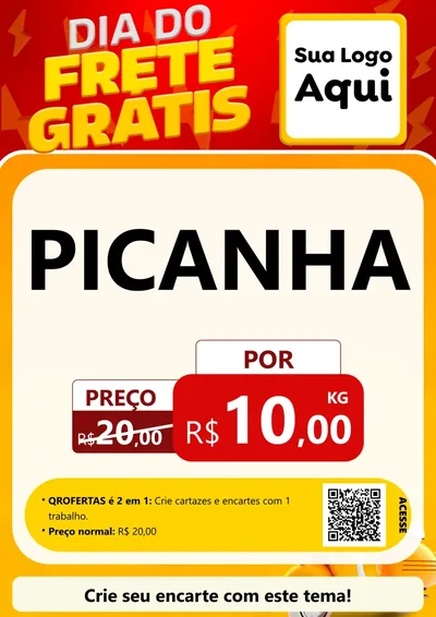 Modelo de Cartaz para Cartaz A4 Vertical com o tema Dia do Frete Grátis para Açougue