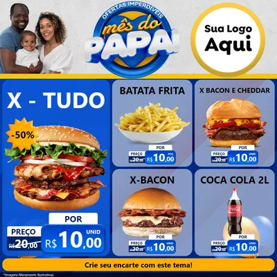 Modelo de Rede Social para Feed Facebook com o tema Ofertas Imperdíveis Mês Do Papai para Hamburgueria
