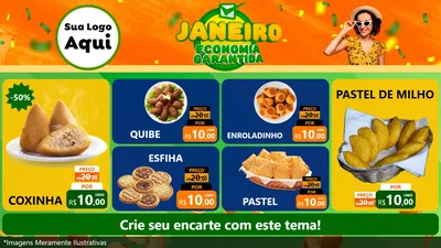 Modelo de TV para TV Horizontal com o tema Janeiro - Economia Garantida para Salgadaria