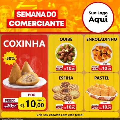 Modelo de Rede Social para Feed Facebook com o tema Semana do Comerciante para Salgadaria