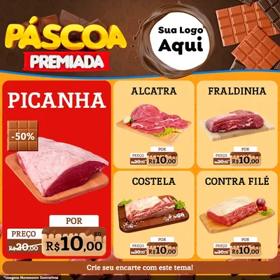 Modelo de Rede Social para Feed Facebook com o tema Páscoa Premiada para Açougue