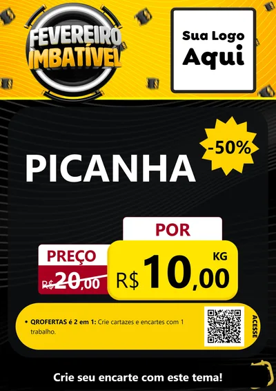 Modelo de Cartaz para Cartaz A4 Vertical com o tema Fevereiro Imbatível para Açougue