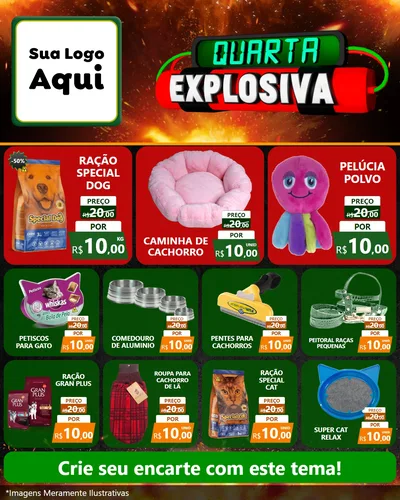 Modelo de Rede Social para Feed Instagram com o tema Quarta Explosiva para Pet Shop