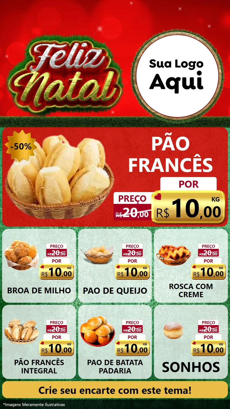 Modelo de Rede Social para Stories com o tema Feliz Natal para Padaria