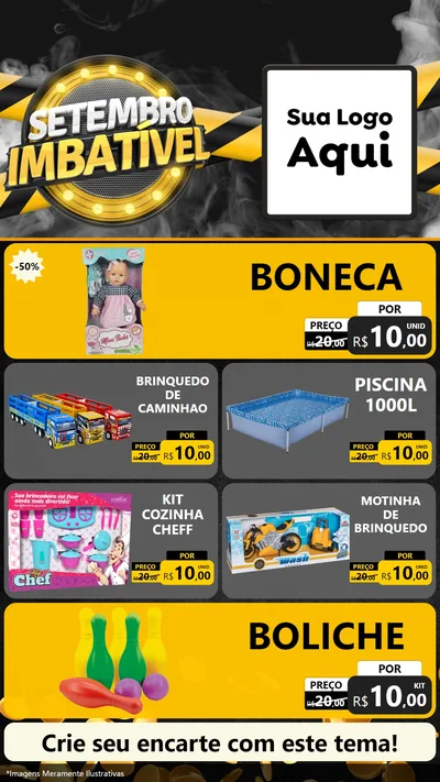 Modelo de TV para TV Vertical com o tema Setembro Imbatível para Brinquedos