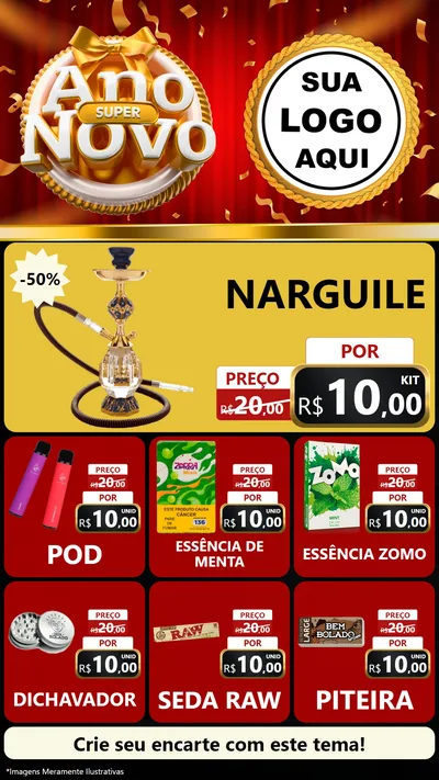 Modelo de Rede Social para Stories com o tema Super Ano Novo para Tabacaria