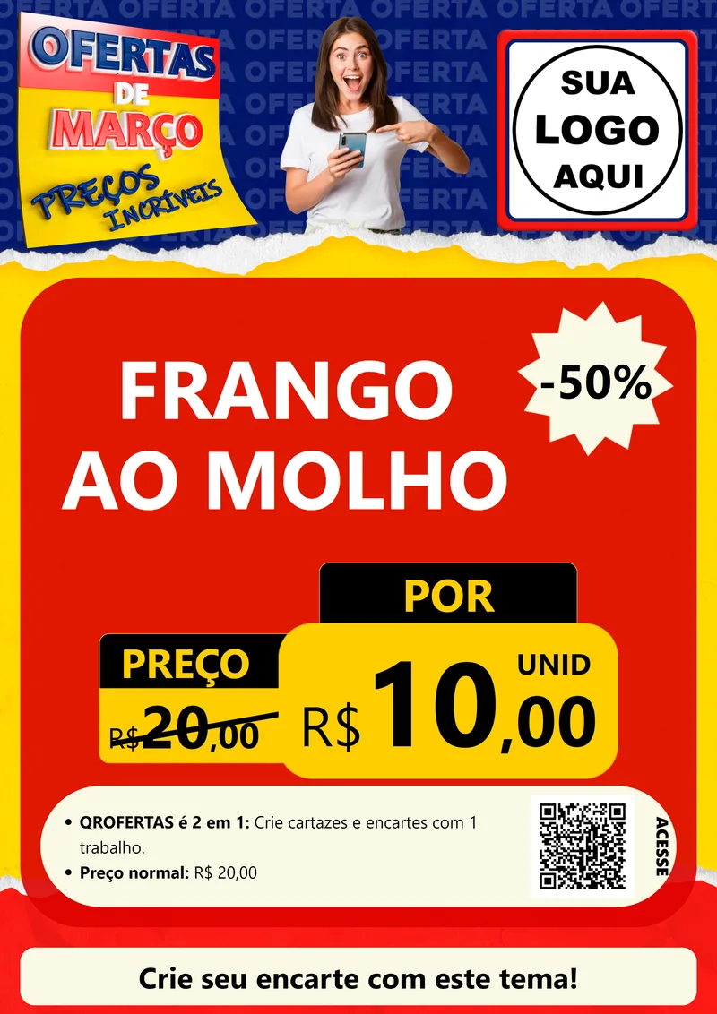 Modelo de Cartaz para Cartaz A4 Vertical com o tema Ofertas de Março - Preços Incríveis para Restaurante