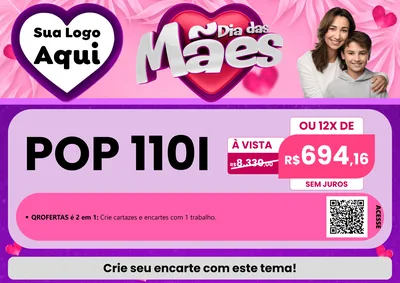 Modelo de Cartaz para Cartaz A4 Horizontal com o tema Dia das Mães para Concessionaria de Motos