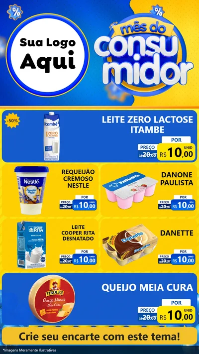 Modelo de TV para TV Vertical com o tema Mês do Consumidor para Frios e Laticínios