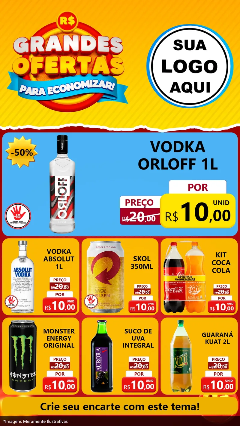 Modelo de Rede Social para Stories com o tema Grandes Ofertas Para Economizar! para Distribuidora de bebidas