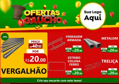 Modelo de Encarte para Encarte A4 Horizontal com o tema Ofertas Semana Do Gaúcho para Ferragens