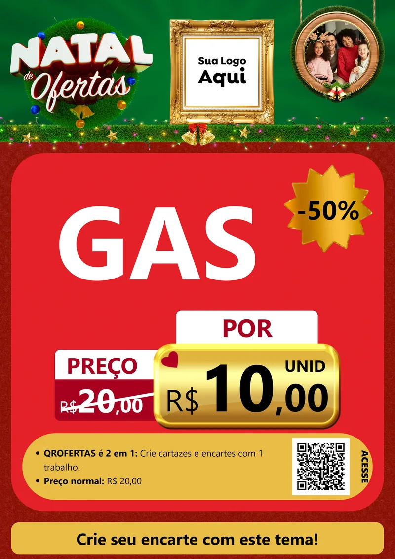 Modelo de Cartaz para Cartaz A4 Vertical com o tema Natal de Ofertas para Água e gás