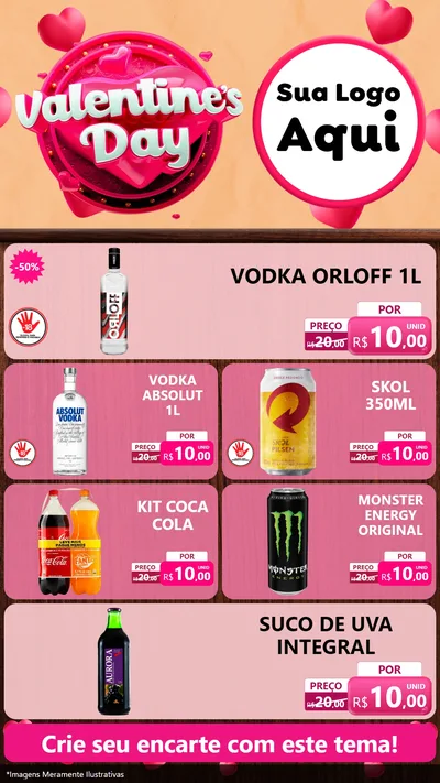 Modelo de TV para TV Vertical com o tema Valentine's Day para Distribuidora de bebidas