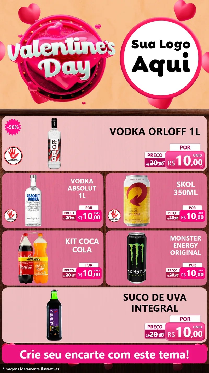 Modelo de TV para TV Vertical com o tema Valentine's Day para Distribuidora de bebidas
