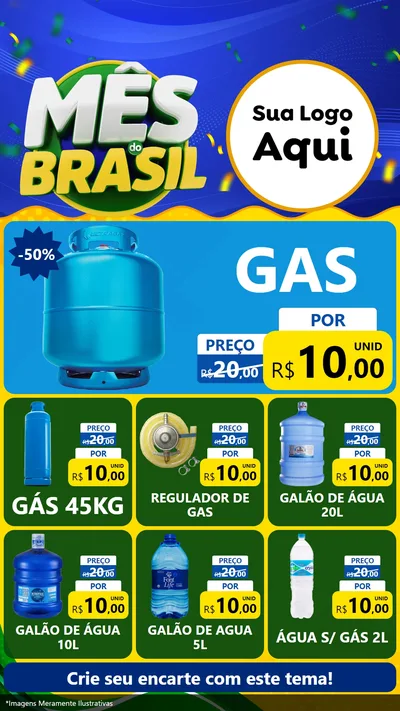 Modelo de Rede Social para Stories com o tema Mês do Brasil para Água e gás