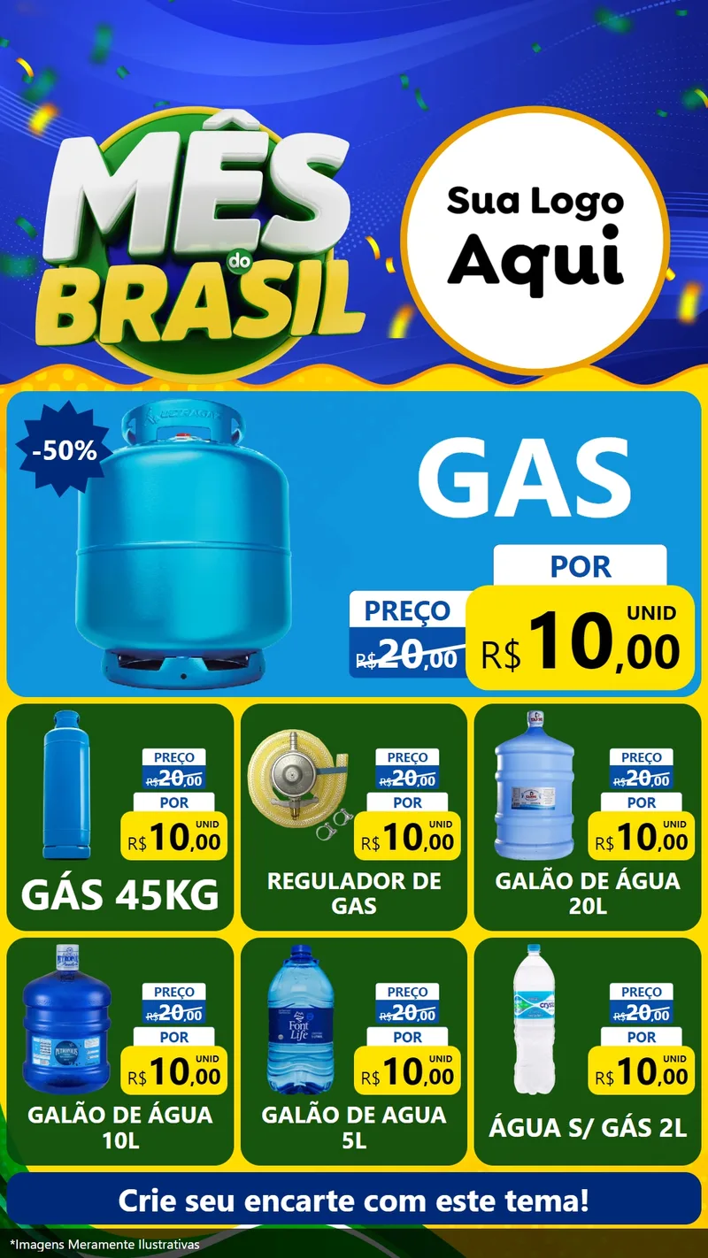 Modelo de Rede Social para Stories com o tema Mês do Brasil para Água e gás